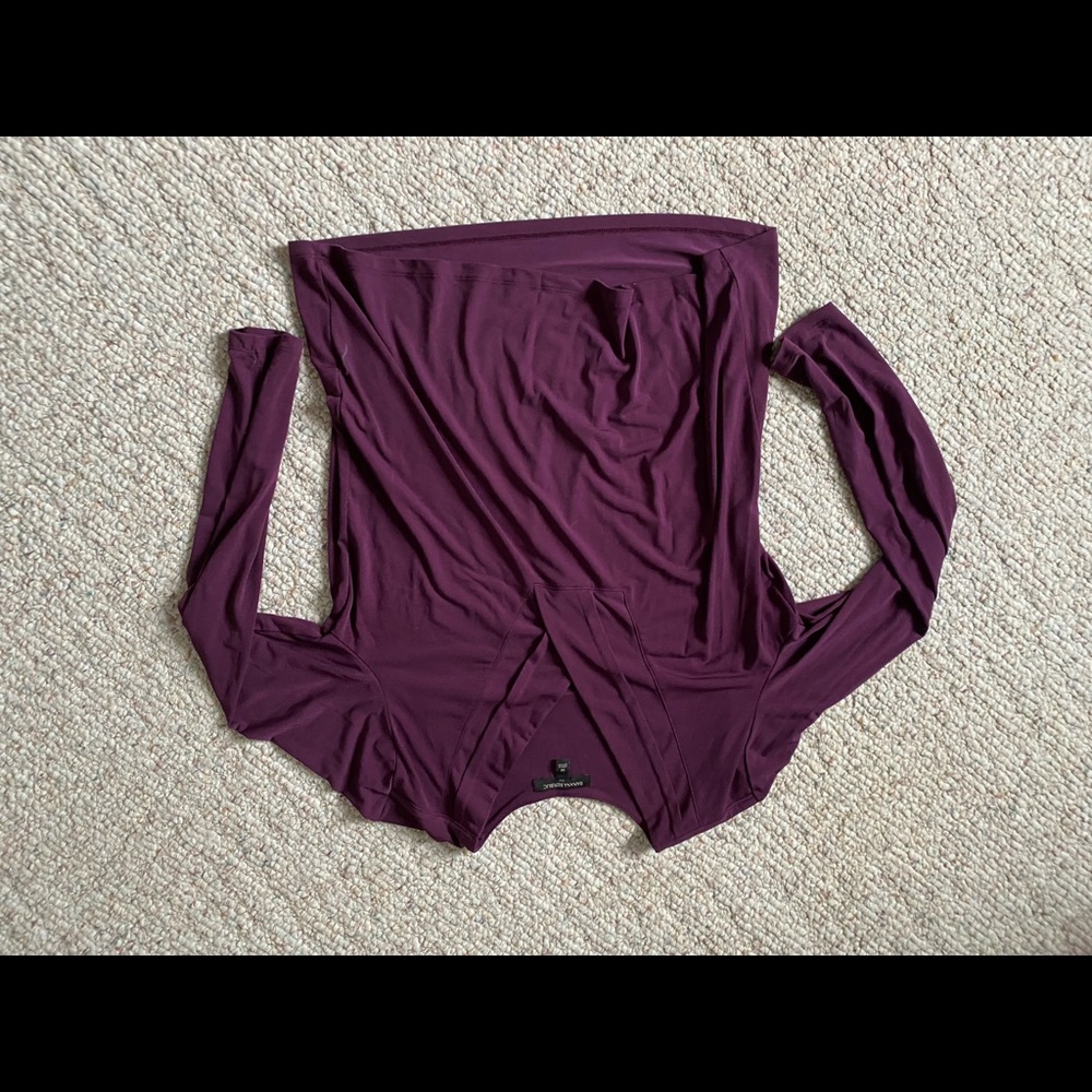 Banana Republic size M eggplant v-neck dress shirt. Looks great with trousers!